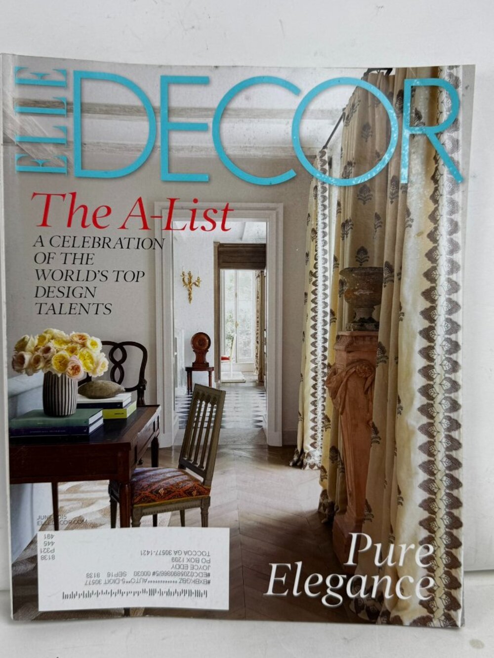 ELLE DECOR June 2015 Magazine The A-List Top Design Talents ISSN 1046-1957